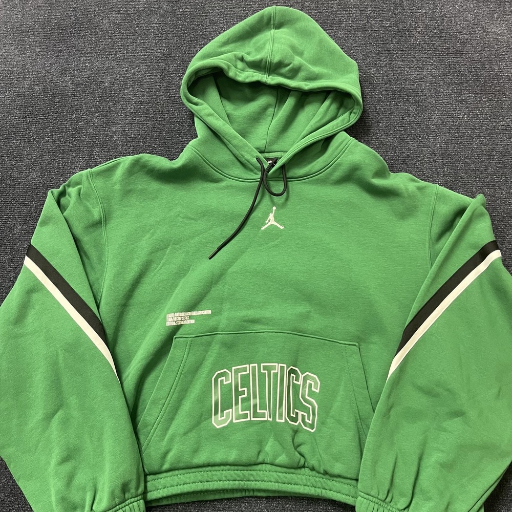 Boston Celtics Hoodie Sweatshirt Womens XL Green NBA Basketball Jordan Cropped